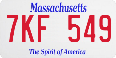 MA license plate 7KF549