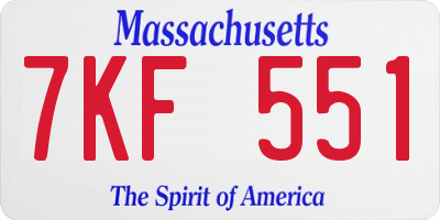 MA license plate 7KF551