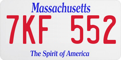 MA license plate 7KF552