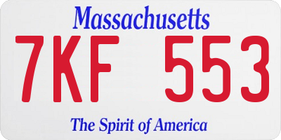 MA license plate 7KF553