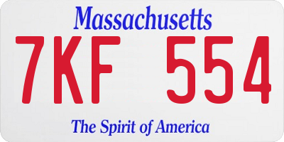 MA license plate 7KF554