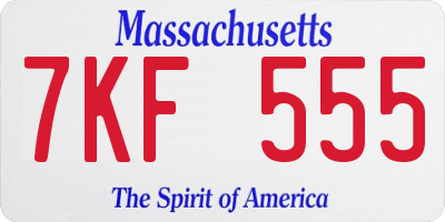 MA license plate 7KF555