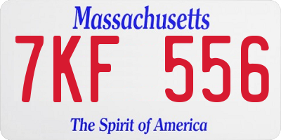 MA license plate 7KF556