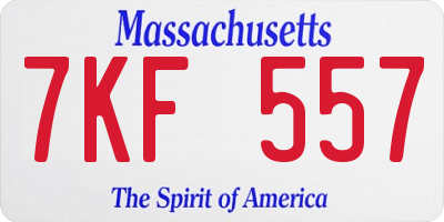 MA license plate 7KF557