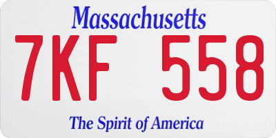 MA license plate 7KF558