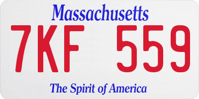 MA license plate 7KF559