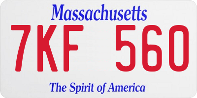 MA license plate 7KF560