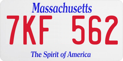 MA license plate 7KF562