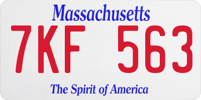 MA license plate 7KF563