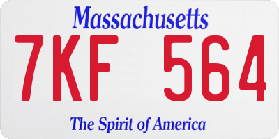 MA license plate 7KF564
