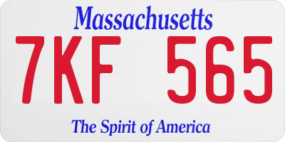 MA license plate 7KF565