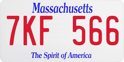 MA license plate 7KF566