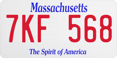 MA license plate 7KF568