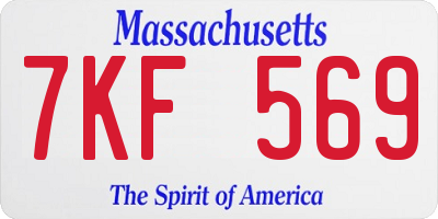MA license plate 7KF569