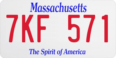 MA license plate 7KF571