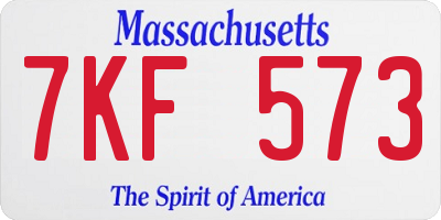 MA license plate 7KF573