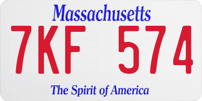 MA license plate 7KF574