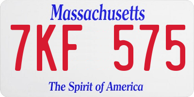MA license plate 7KF575