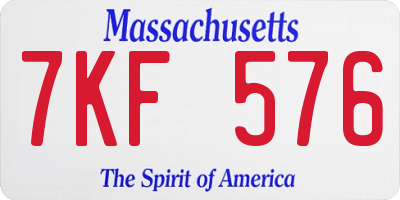 MA license plate 7KF576