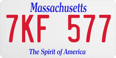 MA license plate 7KF577
