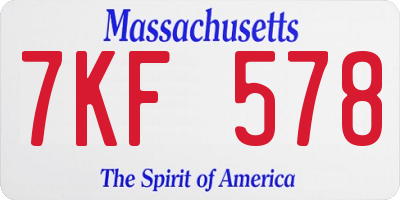 MA license plate 7KF578