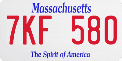 MA license plate 7KF580
