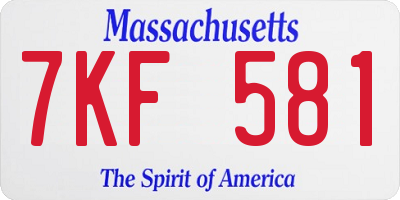 MA license plate 7KF581