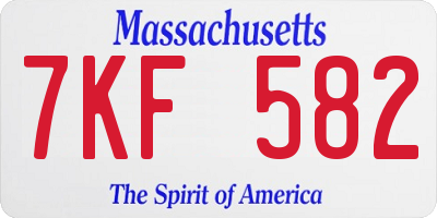 MA license plate 7KF582