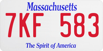 MA license plate 7KF583