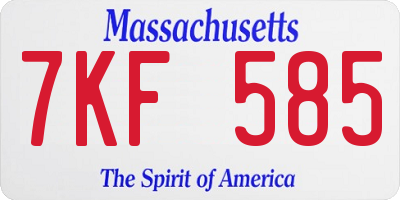 MA license plate 7KF585