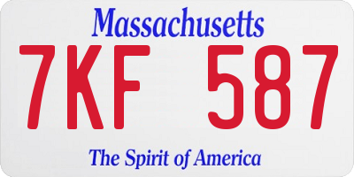 MA license plate 7KF587