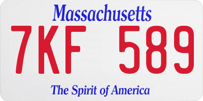 MA license plate 7KF589