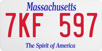 MA license plate 7KF597