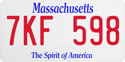 MA license plate 7KF598