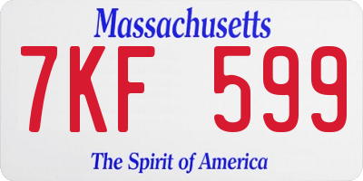 MA license plate 7KF599
