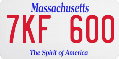 MA license plate 7KF600