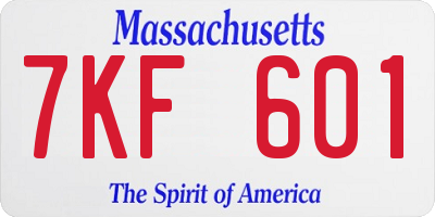 MA license plate 7KF601