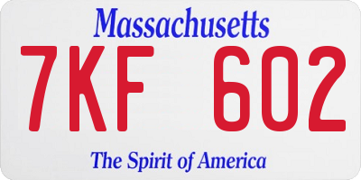 MA license plate 7KF602