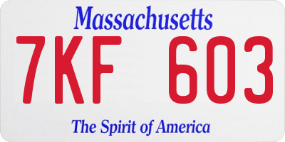 MA license plate 7KF603