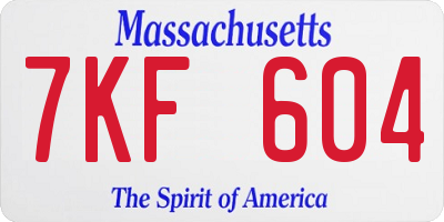 MA license plate 7KF604