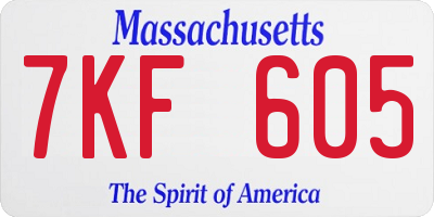 MA license plate 7KF605