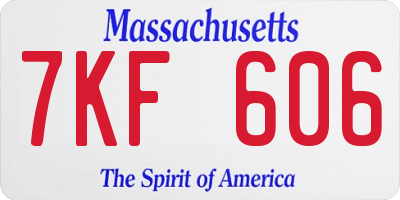 MA license plate 7KF606