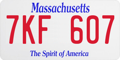 MA license plate 7KF607