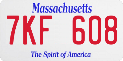 MA license plate 7KF608