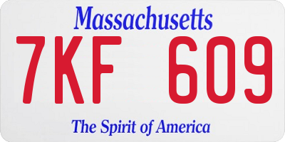 MA license plate 7KF609