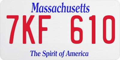 MA license plate 7KF610