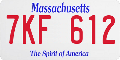 MA license plate 7KF612