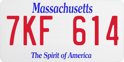 MA license plate 7KF614
