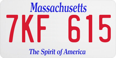 MA license plate 7KF615