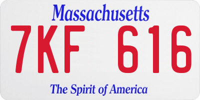 MA license plate 7KF616